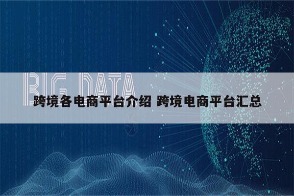 跨境各电商平台介绍 跨境电商平台汇总