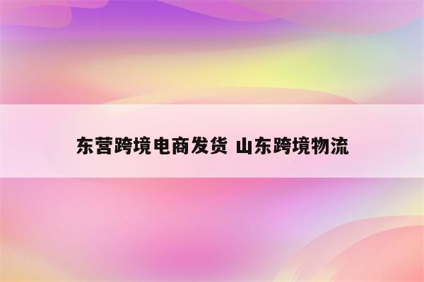 东营跨境电商发货 山东跨境物流