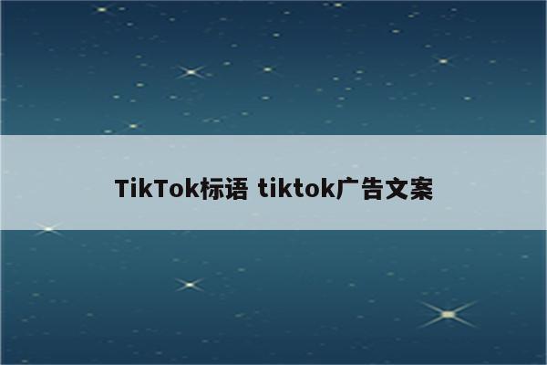 TikTok标语 tiktok广告文案
