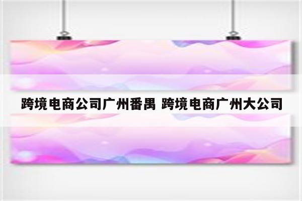 跨境电商公司广州番禺 跨境电商广州大公司