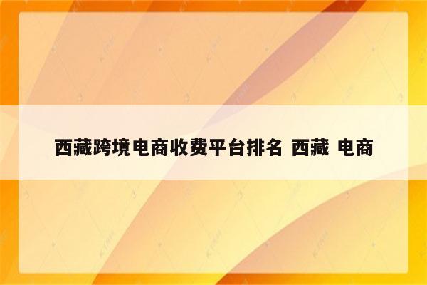 西藏跨境电商收费平台排名 西藏 电商