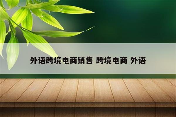 外语跨境电商销售 跨境电商 外语