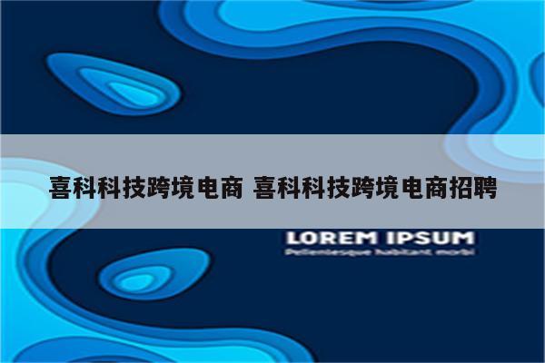 喜科科技跨境电商 喜科科技跨境电商招聘