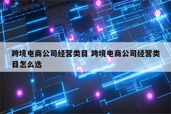 跨境电商公司经营类目 跨境电商公司经营类目怎么选