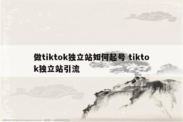 做tiktok独立站如何起号 tiktok独立站引流