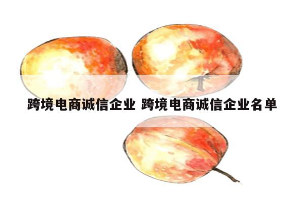 跨境电商诚信企业 跨境电商诚信企业名单