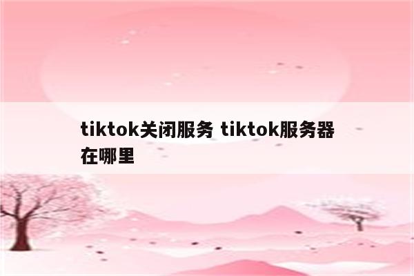 tiktok关闭服务 tiktok服务器在哪里