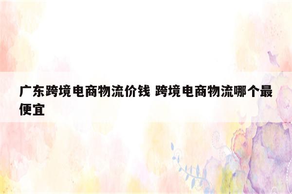 广东跨境电商物流价钱 跨境电商物流哪个最便宜