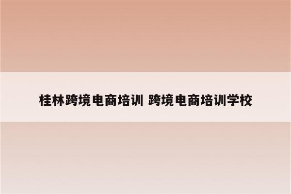 桂林跨境电商培训 跨境电商培训学校