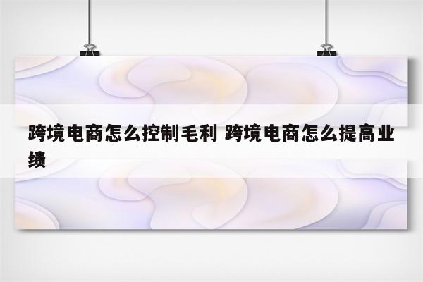跨境电商怎么控制毛利 跨境电商怎么提高业绩