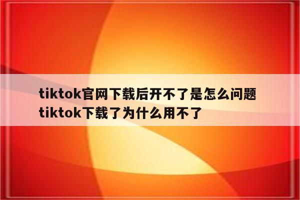 tiktok官网下载后开不了是怎么问题 tiktok下载了为什么用不了