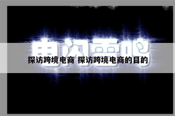 探访跨境电商 探访跨境电商的目的