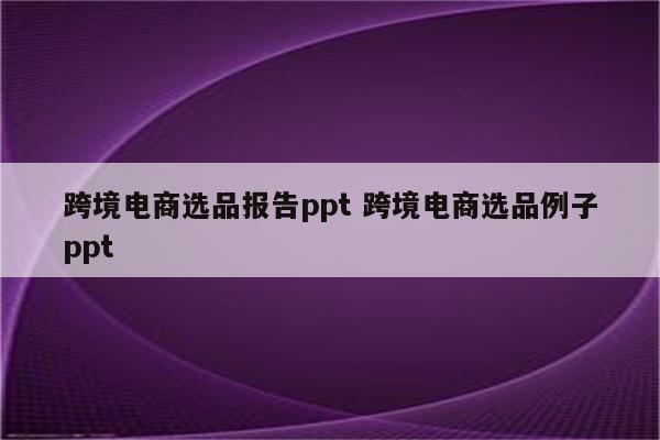 跨境电商选品报告ppt 跨境电商选品例子ppt
