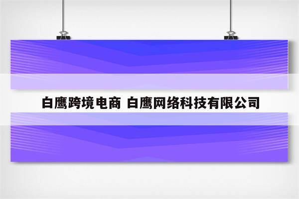 白鹰跨境电商 白鹰网络科技有限公司