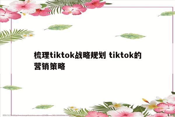 梳理tiktok战略规划 tiktok的营销策略