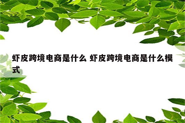 虾皮跨境电商是什么 虾皮跨境电商是什么模式