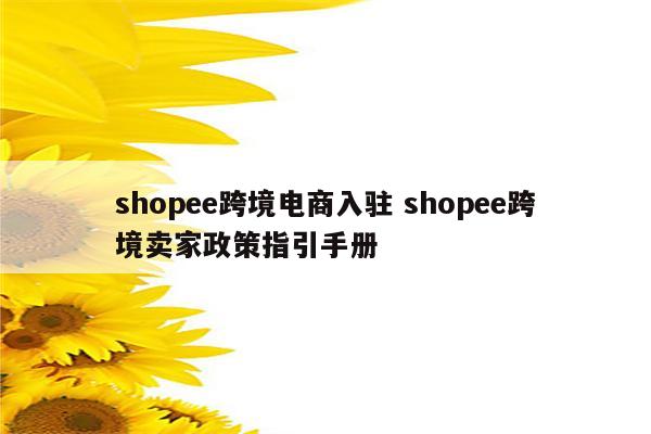 shopee跨境电商入驻 shopee跨境卖家政策指引手册