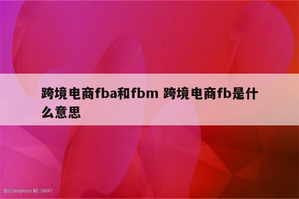 跨境电商fba和fbm 跨境电商fb是什么意思