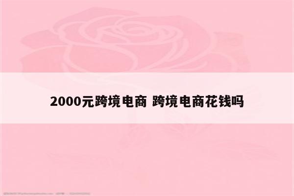 2000元跨境电商 跨境电商花钱吗