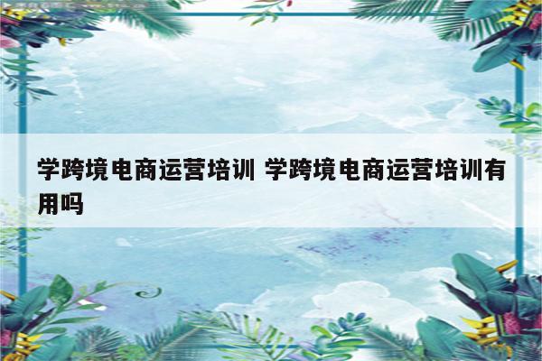 学跨境电商运营培训 学跨境电商运营培训有用吗