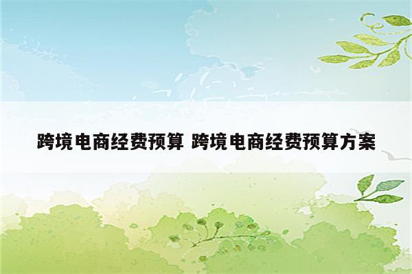 跨境电商经费预算 跨境电商经费预算方案