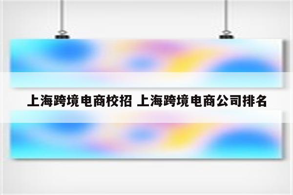 上海跨境电商校招 上海跨境电商公司排名