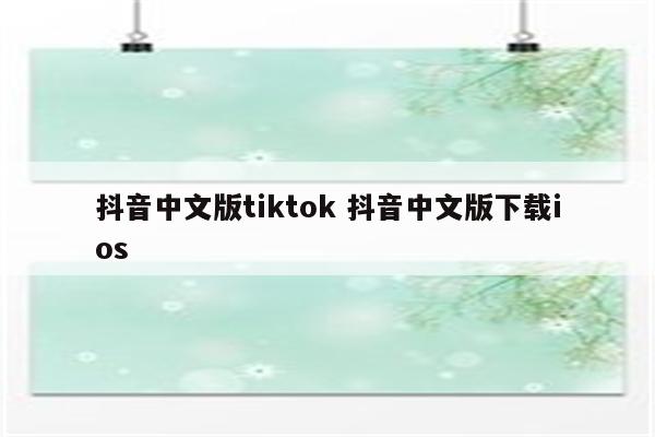 抖音中文版tiktok 抖音中文版下载ios