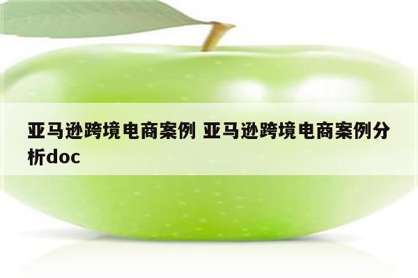 亚马逊跨境电商案例 亚马逊跨境电商案例分析doc