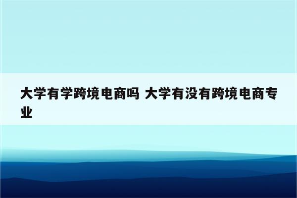 大学有学跨境电商吗 大学有没有跨境电商专业