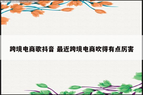 跨境电商歌抖音 最近跨境电商吹得有点厉害