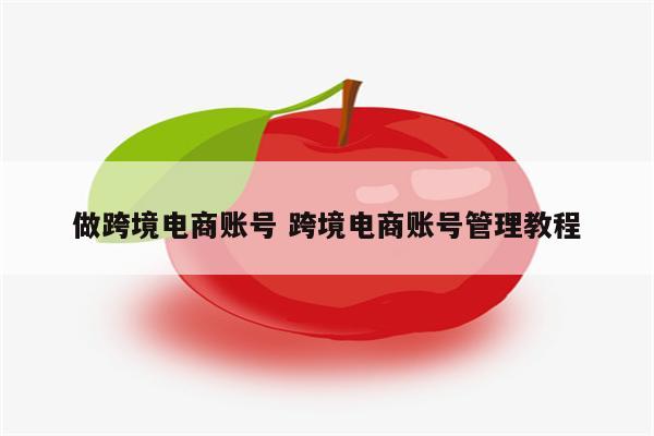 做跨境电商账号 跨境电商账号管理教程