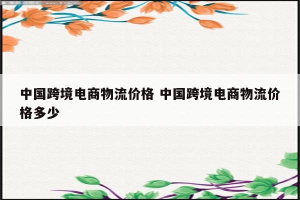 中国跨境电商物流价格 中国跨境电商物流价格多少
