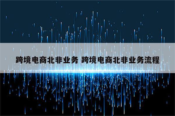 跨境电商北非业务 跨境电商北非业务流程