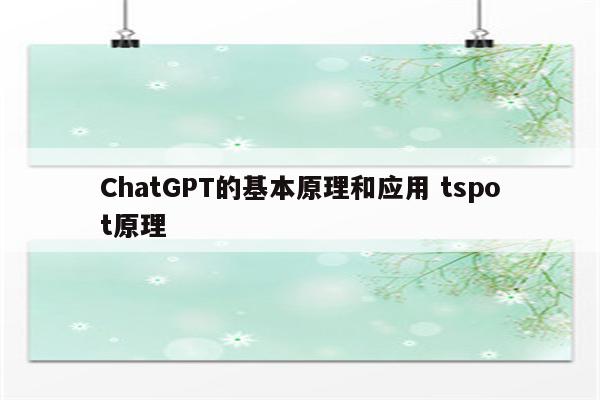 ChatGPT的基本原理和应用 tspot原理