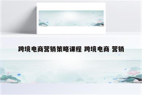 跨境电商营销策略课程 跨境电商 营销