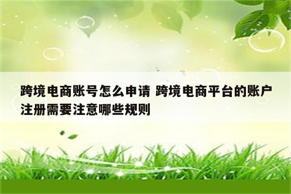 跨境电商账号怎么申请 跨境电商平台的账户注册需要注意哪些规则
