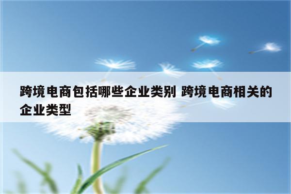 跨境电商包括哪些企业类别 跨境电商相关的企业类型