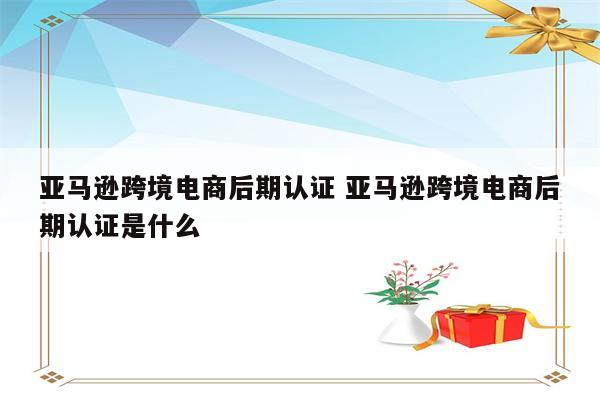 亚马逊跨境电商后期认证 亚马逊跨境电商后期认证是什么