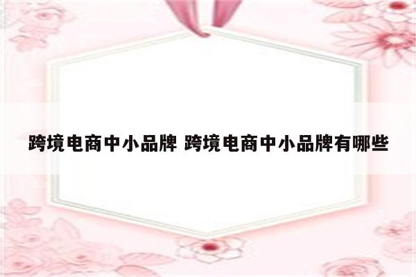 跨境电商中小品牌 跨境电商中小品牌有哪些