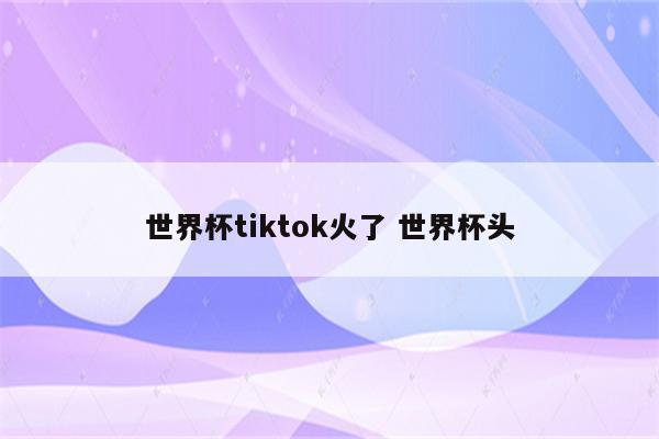 世界杯tiktok火了 世界杯头