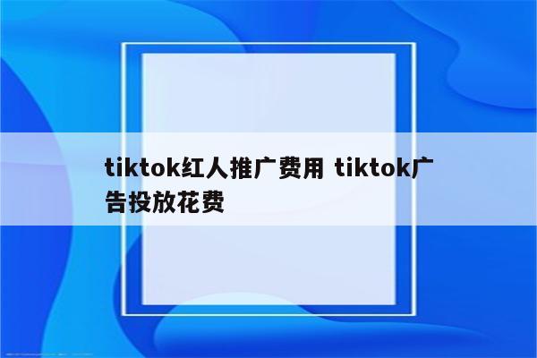 tiktok红人推广费用 tiktok广告投放花费
