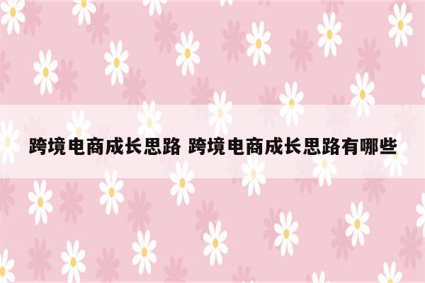 跨境电商成长思路 跨境电商成长思路有哪些