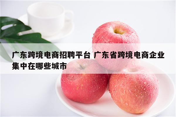 广东跨境电商招聘平台 广东省跨境电商企业集中在哪些城市