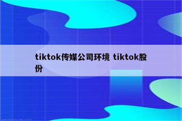tiktok传媒公司环境 tiktok股份