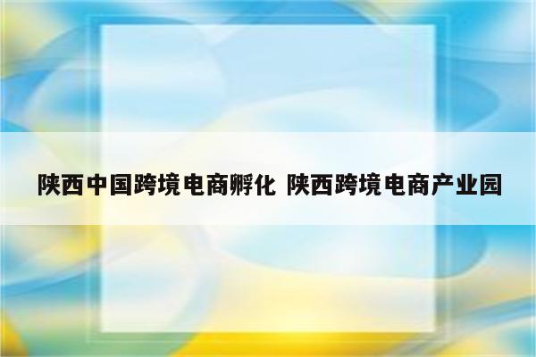 陕西中国跨境电商孵化 陕西跨境电商产业园