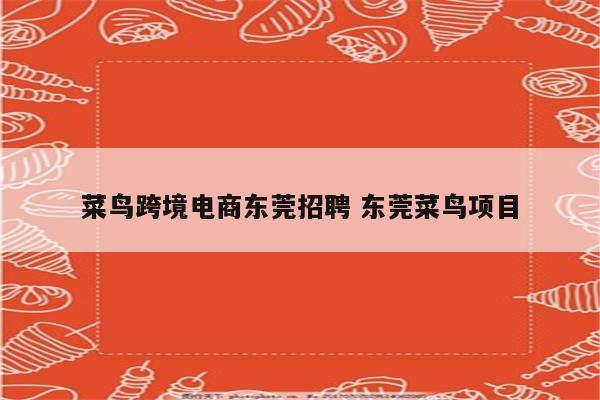 菜鸟跨境电商东莞招聘 东莞菜鸟项目