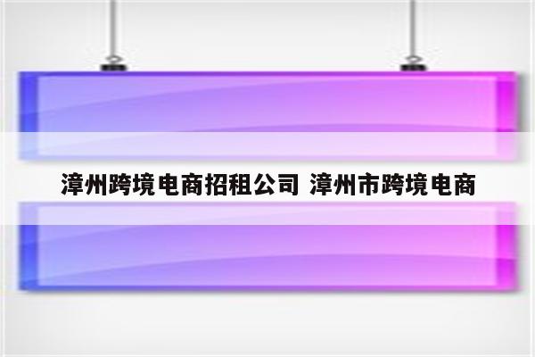 漳州跨境电商招租公司 漳州市跨境电商