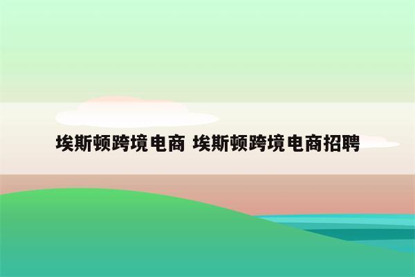 埃斯顿跨境电商 埃斯顿跨境电商招聘
