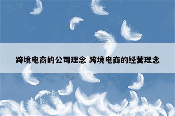 跨境电商的公司理念 跨境电商的经营理念