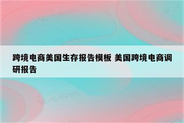跨境电商美国生存报告模板 美国跨境电商调研报告